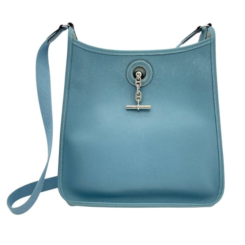 HERMES VESPA PM STAMP BLUE JEAN COURCHEVEL HANDBAG: HERMES Vespa PM Stamp Blue Jean Courchevel Handbag Brand: HERMES Type: Handbag Material: Kushbel Color: Blue Jean Size: W: 29cm / H: 32cm / D: 8.5cm Accessories: None Accessories Notice: W