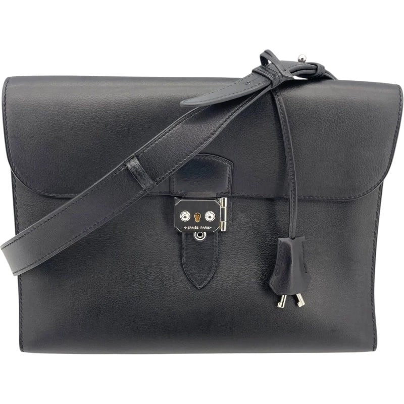HERMES SAC A DEPECHES STAMP BLACK SHOULDER BAG HANDBAG (1 of 12)