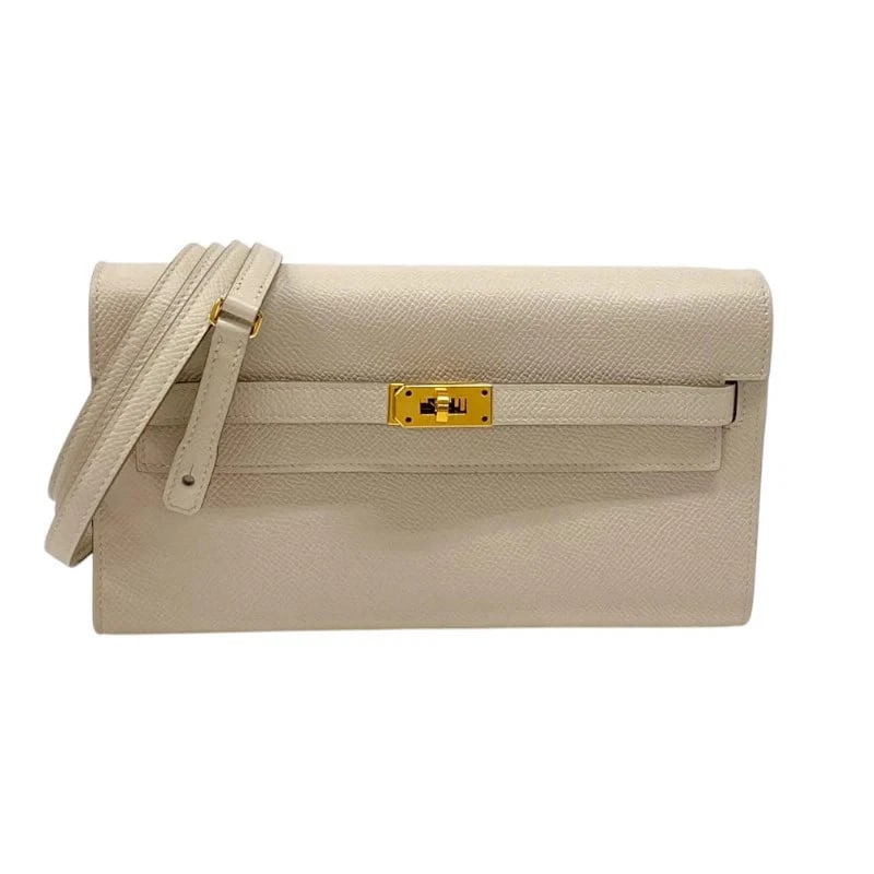 HERMES KELLY STAMP CRAIE GHW EPSOM SHOULDER BAG CLUTCH BAG HANDBAG: HERMES Kelly Stamp Craie GHW Epsom Shoulder Bag Clutch Bag Handbag Brand: HERMES Type: Handbag Material: Epson Color: Cre/GD Hardware Size: W: 20.5cm / H: 11.5cm / D: 2.5cm / Shoulder: 120cm Acce