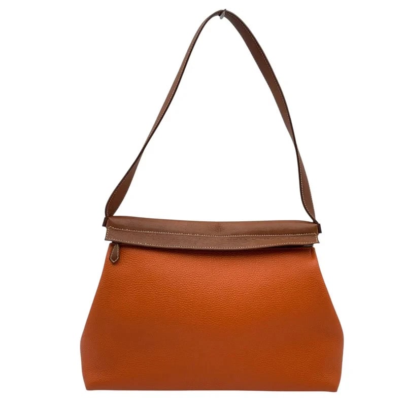 HERMES EVELYNE BAG ORANGE/BROWN SHW TOGO LEATHER HANDBAG (1 of 8)