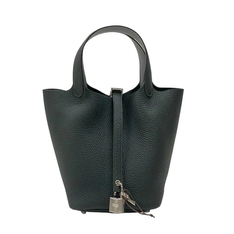HERMES PICOTIN LOCK PM ECLAT K STAMP VERT HANDBAG: HERMES Picotin Lock PM Eclat K Stamp Vert Handbag Brand: HERMES Type: Handbag Material: Taurillon Clemence Color: Vert Mangrove x Green Pantan / SV Hardware Size: W: 18cm / H: 18cm / D: 13.5cm Ac
