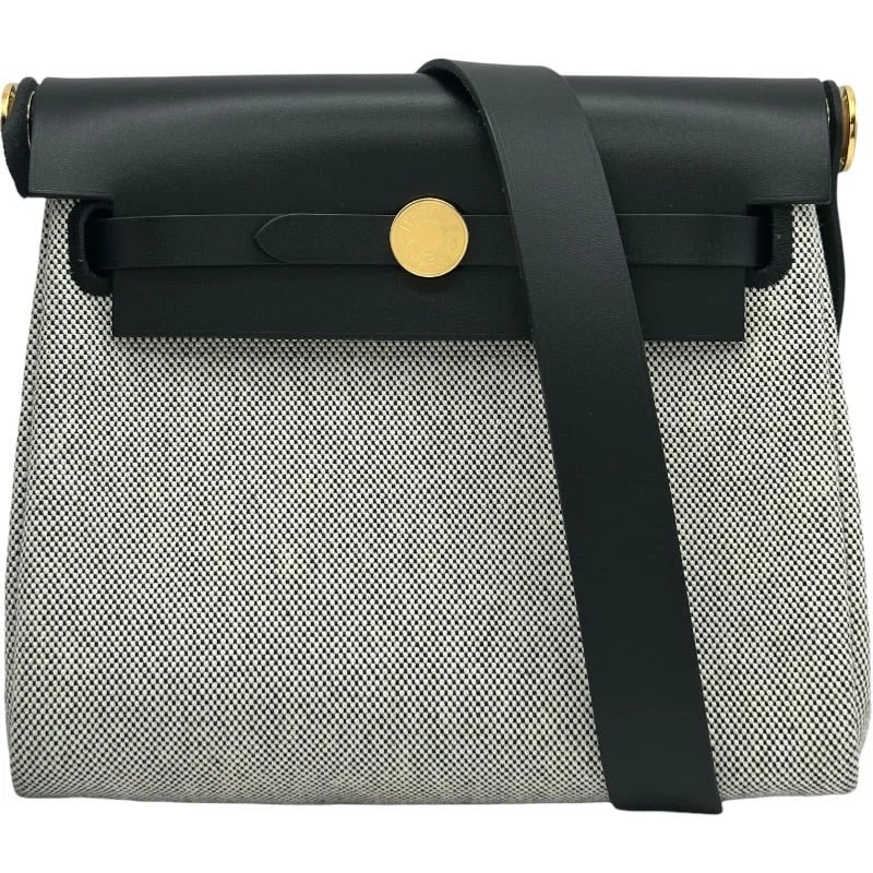 HERMES HERBAG ZIP MINI K STAMP BLACK GHW TOILE VACHE HUNTER SHOULDER BAG HANDBAG (1 of 7)