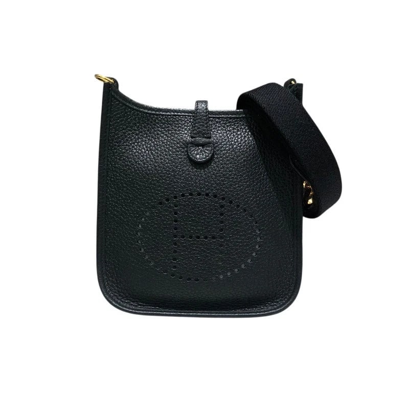 HERMES EVELYNE STAMP BLACK GHW CLEMENCE LEATHER SHOULDER BAG HANDBAG (1 of 9)