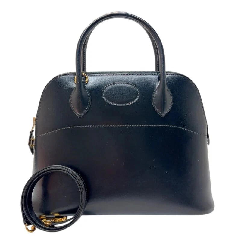 HERMES BOLIDE STAMP BLACK GHW BOX CALF HANDBAG (1 of 12)