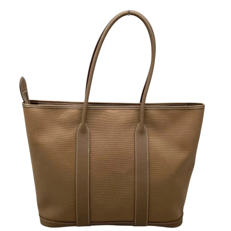 HERMES GARDEN ZIP STAMP BEIGE SHW TOILE TOTE HANDBAG: Hermes Garden Zip Stamp Beige SHW Toile Tote Handbag Brand: HERMES Type: Handbag Material: Toile Color: Beige/SV Hardware Size: W: 38cm / H: 30cm / D: 16cm Accessories: None Accessories No