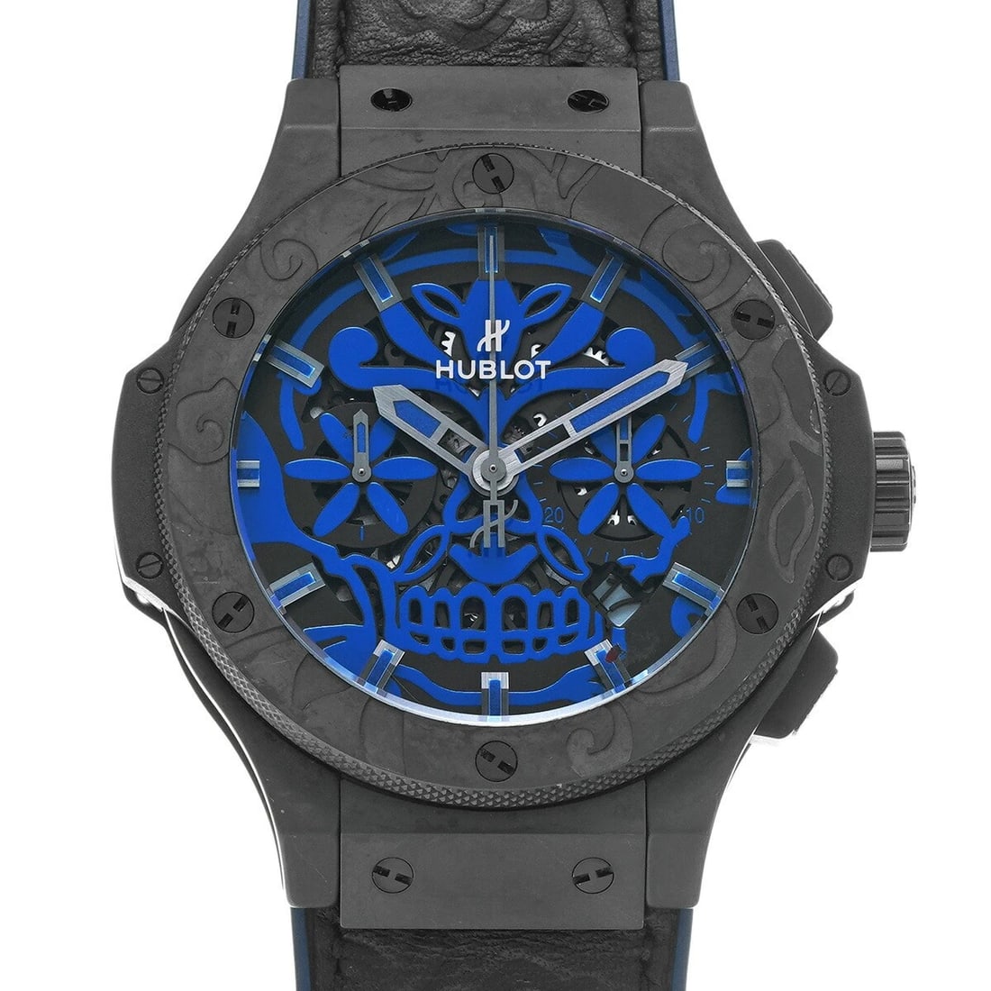HUBLOT WATCH: HUBLOT Watch Brand: HUBLOT Type: Wristwatch Material: Band Material Ceramic, Case Material Sapphire Crystal Color: Band Color Black Size: Band Size 20.5cm, Case Size 44×44mm Accessories: None