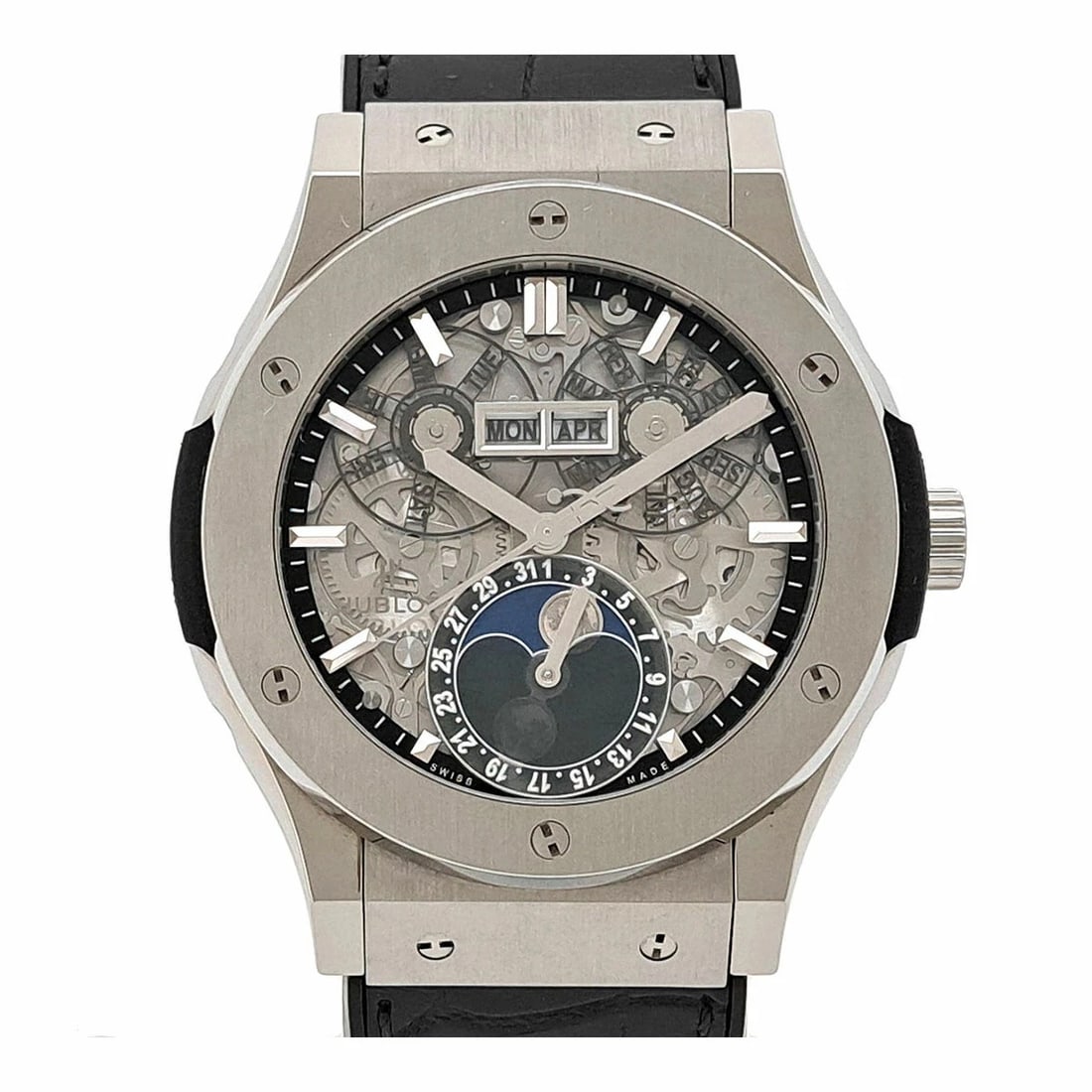 HUBLOT WATCH: HUBLOT Watch Brand: HUBLOT Type: N/A Material: Band Material Titanium, Case Material N/A Color: Band Color N/A Size: Band Size none, Case Size 45mm Accessories: None Accessories Notice: When
