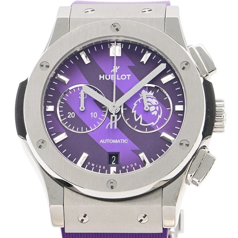 HUBLOT WATCH: HUBLOT Watch Brand: HUBLOT Type: Wristwatch Material: Band Material Titanium Rubber Strap, Case Material NA Color: Band Color Purple Size: Band Size 20.5cm, Case Size 42mm Accessories: None