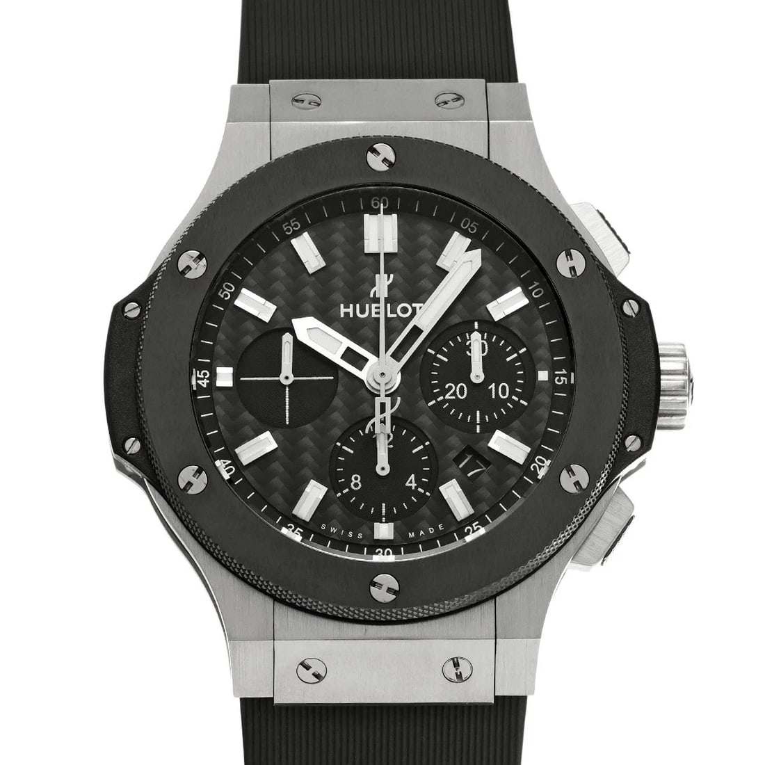 HUBLOT BIG BANG BLACK WATCH: HUBLOT Big Bang Black Watch Brand: HUBLOT Type: N/A Material: Band Material Stainless, Case Material Sapphire Crystal Color: Band Color Black Size: Band Size none, Case Size 44×44mm Accessories: