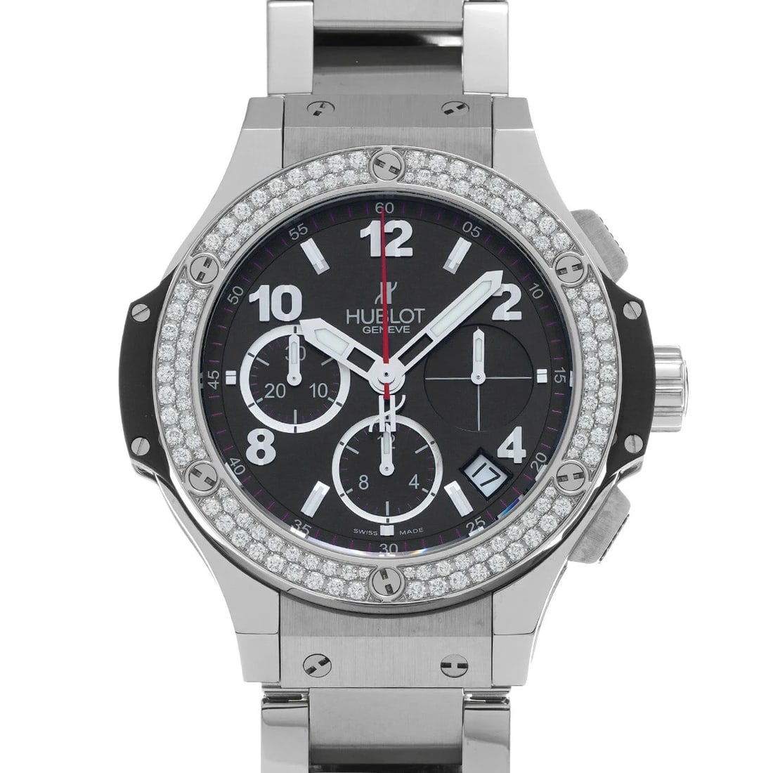 HUBLOT BIG BANG STEEL DIAMOND BLACK WATCH: HUBLOT Big Bang Steel Diamond Black Watch Brand: HUBLOT Type: N/A Material: Band Material Stainless, Case Material Sapphire Crystal Color: Band Color Black Size: Band Size none, Case Size 41×41mm