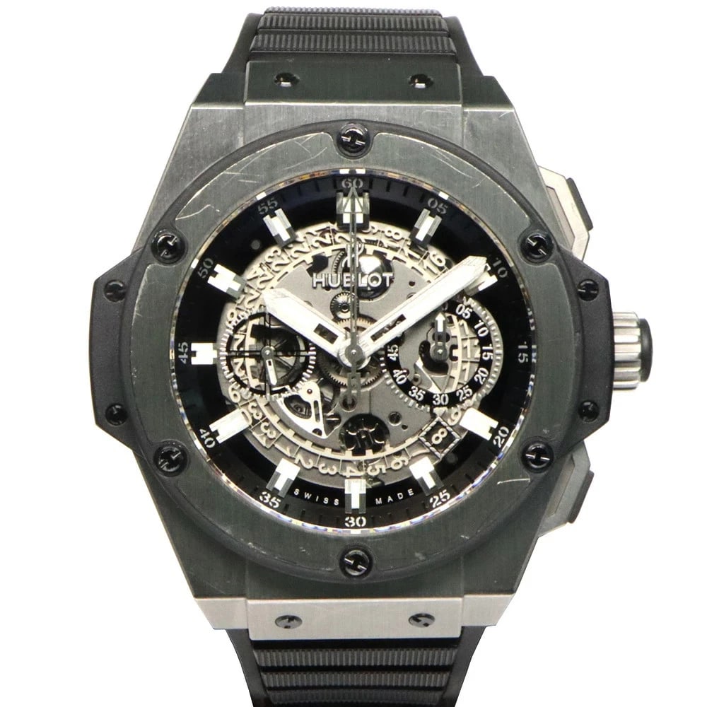 HUBLOT KING POWER UNICO TITANIUM WATCH: HUBLOT King Power Unico Titanium Watch Brand: HUBLOT Type: Wristwatch Material: Band Material Titanium, Case Material Sapphire Crystal Color: Band Color NA Size: Band Size 19.0cm, Case Size