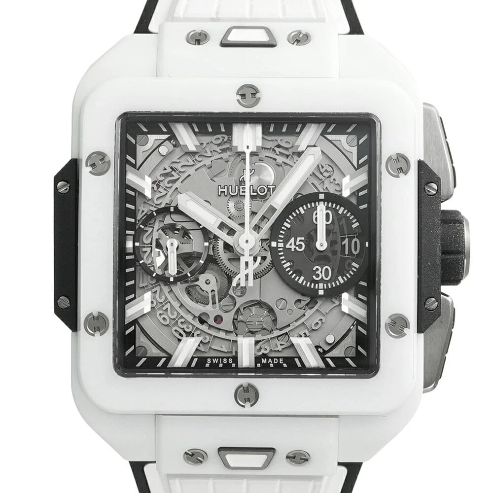 HUBLOT SQUARE WATCH: HUBLOT Square Watch Brand: HUBLOT Type: Wristwatch Material: Band Material Ceramic, Case Material NA Color: Band Color NA Size: Band Size NA, Case Size 42mm x 42mm Accessories: None
