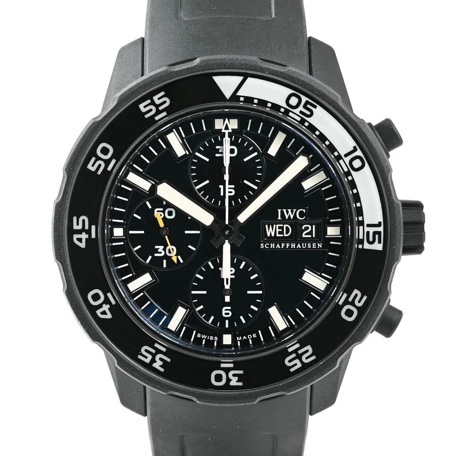 IWC AQUATIMER CHRONOGRAPH WATCH: IWC Aquatimer Chronograph Watch Brand: IWC Type: N/A Material: Band Material Stainless Steel/Rubber Belt, Case Material N/A Color: Band Color Black Size: Band Size none, Case Size 45mm 