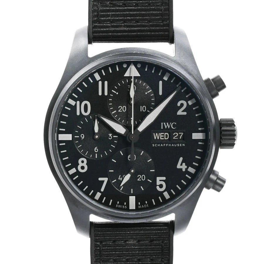 IWC WATCH: IWC Watch Brand: IWC Type: N/A Material: Band Material Ceramic/Rubber Belt, Case Material N/A Color: Band Color Black Size: Band Size none, Case Size 41mm (actual size) Accessories: None