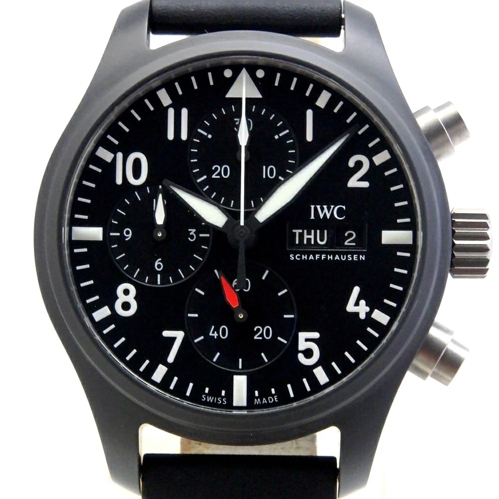 IWC PILOT WATCH TOP GUN WATCH: IWC Pilot Watch Top Gun Watch Brand: IWC Type: N/A Material: Band Material Ceramic/Rubber, Case Material N/A Color: Band Color N/A Size: Band Size none, Case Size 41.9mm Accessories: None