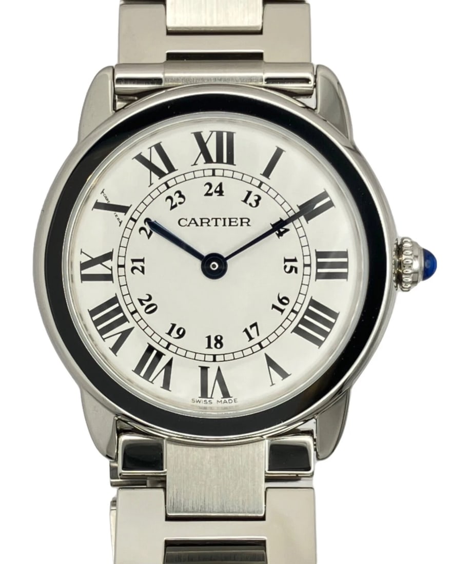 CARTIER RONDE SOLO WATCH: Cartier Ronde Solo Watch Brand: Cartier Type: Wrist watch Material: SS Color: Dial Color Silver Size: Dial size 29.5mm × 31.5mm Accessories: None Accessories Notice: When purchasing