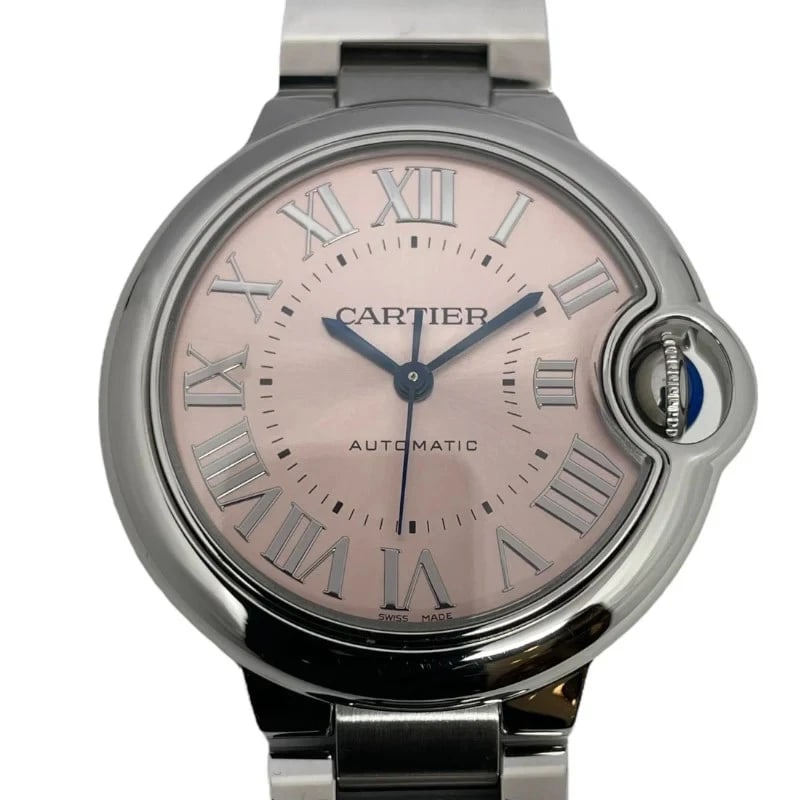 CARTIER BALLON BLEU PINK WATCH: Cartier Ballon Bleu Pink Watch Brand: CARTIER Type: Wrist watch Material: SS Color: Dial Color Pink Size: [ Case size ] 33mm / Case shape: Round face / Case width: 33mm / Case height: 33mm [