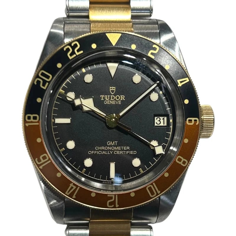 TUDOR BLACK S&G YG/SS WATCH: Tudor Black S&G YG/SS Watch Brand: TUDOR Type: Wrist watch Material: YG/SS Color: Dial Color Black Size: [ Case size ] / Case shape: Round face / Case width: 41mm / Case height: 41mm / Case
