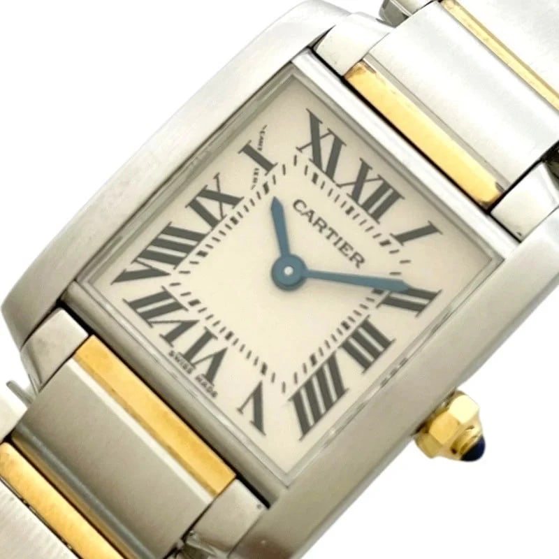 CARTIER TANK FRANÇAISE YG/SS WATCH: Cartier Tank Française YG/SS Watch Brand: CARTIER Type: Wrist watch Material: YG/SS Color: Dial Color Ivory Size: [ Case size ] 20mm / Case shape: Square face / Case width: 22mm / Case