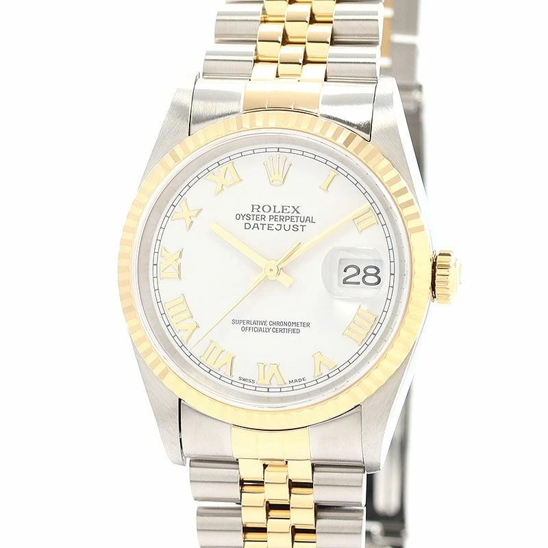 ROLEX OYSTER PERPETUAL DATEJUST WATCH: Rolex Oyster Perpetual Datejust Watch Brand: ROLEX Type: Wrist watch Material: Stainless Steel/18K Yellow Gold Color: Dial Color White Size: [ Case size ] 36mm [ Arm circumference size ]