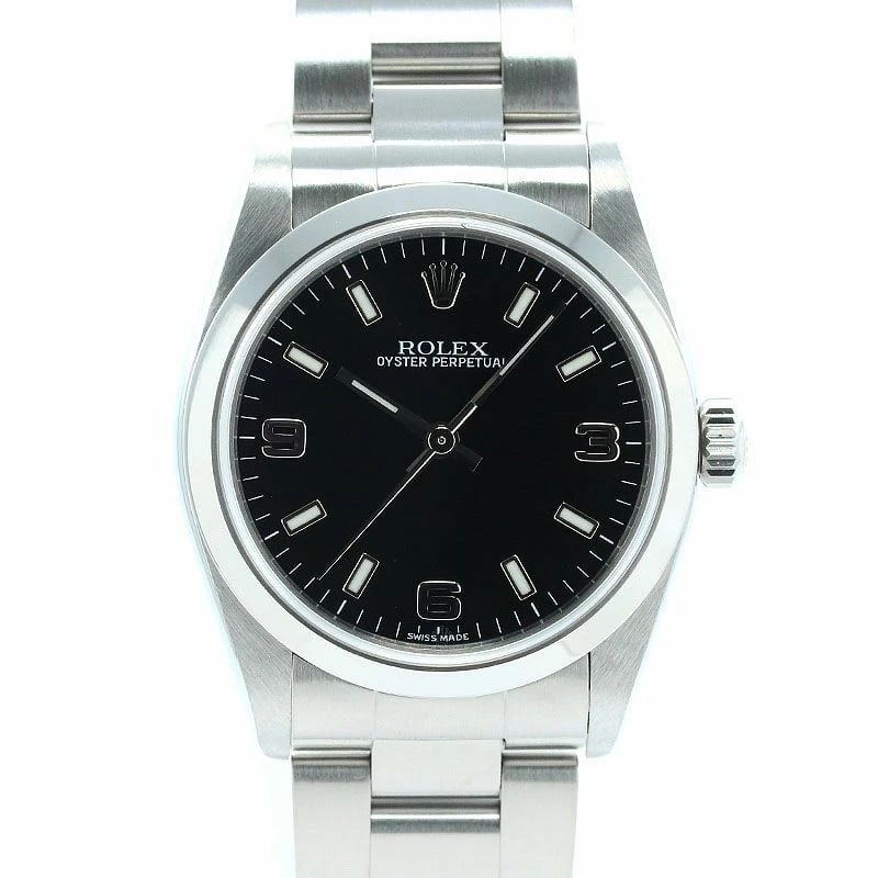 ROLEX OYSTER PERPETUAL WATCH: Rolex Oyster Perpetual Watch Brand: ROLEX Type: Wrist watch Material: Stainless Steel Color: Dial Color Black Size: [ Case size ] 31mm [ Arm circumference size ] 18.5cm Accessories: None