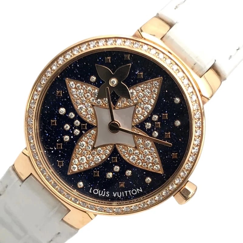 LOUIS VUITTON TAMBOUR SLIM STAR BLOSSOM NAVY K18PG WATCH: Louis Vuitton Tambour Slim Star Blossom Navy K18PG Watch Brand: LOUIS VUITTON Type: Wrist watch Material: K18PG / Genuine belt / Genuine buckle Color: Dial Color Navy Size: [ Case size ] 28mm