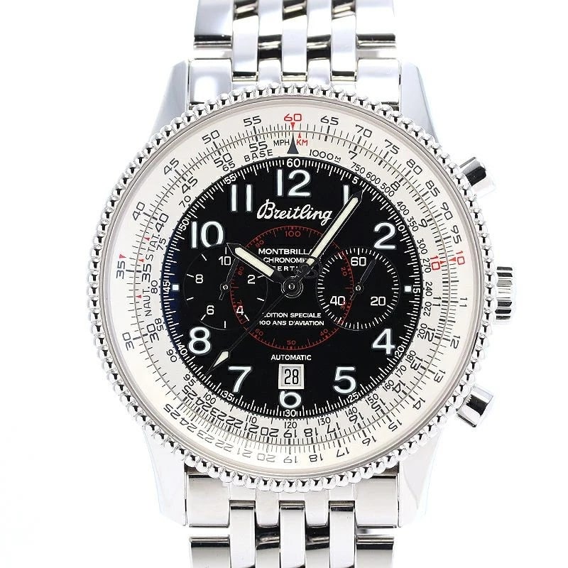BREITLING MONTBRILLANT WATCH: Breitling Montbrillant Watch Brand: BREITLING Type: Wrist watch Material: Stainless Steel Color: Dial Color Black Size: [ Case size ] 42mm [ Arm circumference size ] 20.5cm Accessories: None
