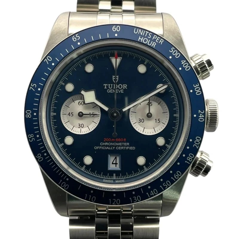 TUDOR BLACK CHRONO TUDOR WATCH: Tudor Black Chrono Tudor Watch Brand: TUDOR Type: Wrist watch Material: SS Color: Dial Color Blue Size: [ Case size ] 41mm / Case shape: Round face / Case thickness: 14.5mm [ Arm circumference siz