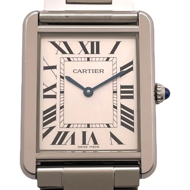 CARTIER TANK SOLO SILVER WATCH: Cartier Tank Solo Silver Watch Brand: CARTIER Type: Wrist watch Material: SS Color: Dial Color Silver Size: [ Case size ] / Case shape: Square face / Case width: 27.2mm / Case height: 34.5mm /