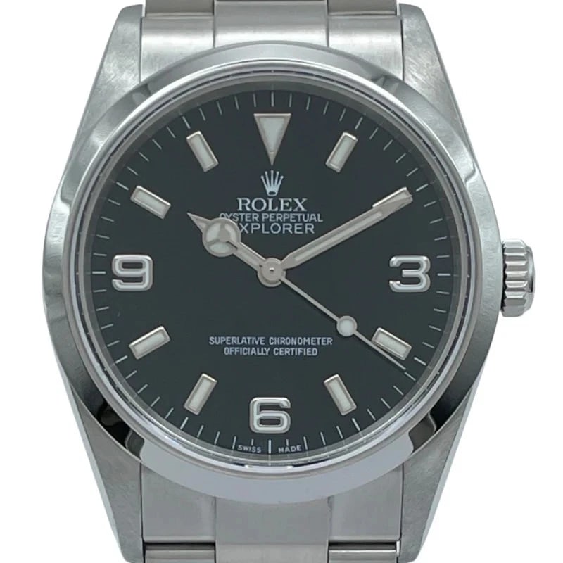 ROLEX EXPLORER BLACK WATCH: Rolex Explorer Black Watch Brand: ROLEX Type: Wrist watch Material: Stainless steel Color: Dial Color Black Size: [ Case size ] 36mm / Case thickness: 11.0mm [ Arm circumference size ] 18cm 