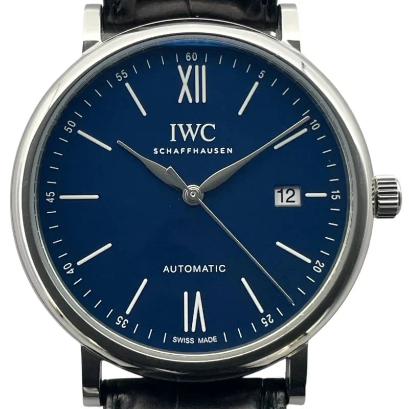 IWC PORTOFINO BLUE WATCH: IWC Portofino Blue Watch Brand: IWC Type: Wrist watch Material: SS Color: Dial Color Blue Size: [ Case size ] 40mm / Case shape: Round face / Case thickness: 9.5mm Accessories: None