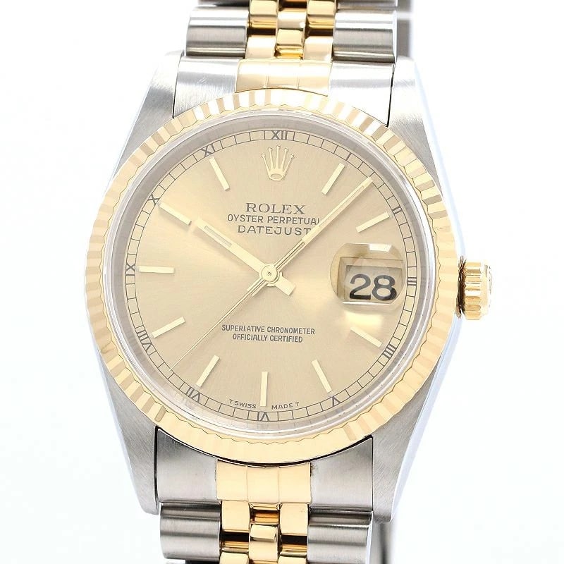 ROLEX OYSTER PERPETUAL DATEJUST WATCH: Rolex Oyster Perpetual Datejust Watch Brand: ROLEX Type: Wrist watch Material: Case Material 18K Yellow Gold/Stainless Steel Band Material 18K Yellow Gold/SS Color: Dial Color Champagne Gold 