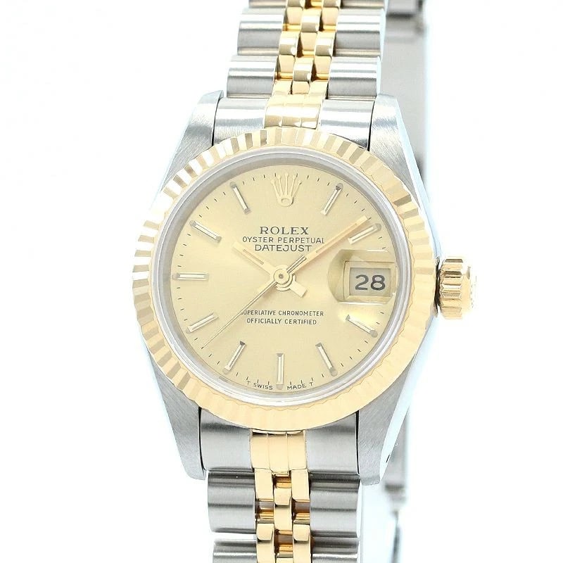 ROLEX OYSTER PERPETUAL DATEJUST WATCH: Rolex Oyster Perpetual Datejust Watch Brand: ROLEX Type: Wrist watch Material: Stainless Steel/18K Yellow Gold Color: Dial Color Champagne Gold Size: [ Case size ] 26mm [ Arm circumference