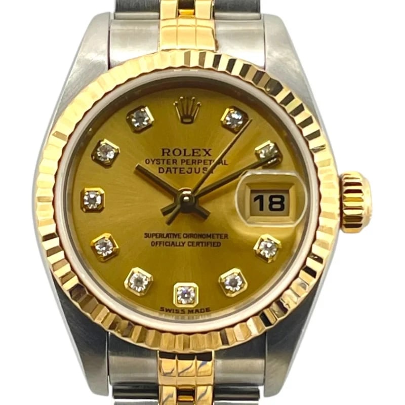 ROLEX DATEJUST GOLD K18/SS WATCH: Rolex Datejust Gold K18/SS Watch Brand: ROLEX Type: Wrist watch Material: K18/SS Color: Dial Color Gold Size: [ Case size ] 26mm / Case shape: Round face / Case thickness: 10.5mm Accessories: