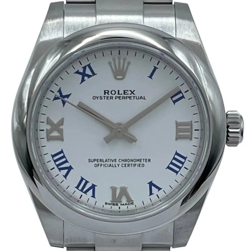 ROLEX OYSTER PERPETUAL WHITE WATCH: Rolex Oyster Perpetual White Watch Brand: ROLEX Type: Wrist watch Material: SS Color: Dial Color White Size: [ Case size ] 31mm / Case thickness: 10.6mm [ Arm circumference size ] 18.5cm 