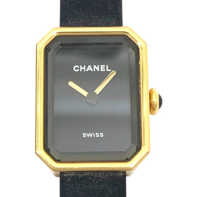 CHANEL PREMIÈRE RIBBON BLACK K18YG/TITANIUM WATCH: Chanel Première Ribbon Black K18YG/Titanium Watch Brand: CHANEL Type: Wrist watch Material: K18YG/Titanium Color: Dial Color Black Size: [ Case size ] 15.2mm / Case shape: Rectangular face /
