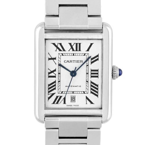 CARTIER TANK SOLO WATCH: CARTIER Tank Solo Watch Brand: Cartier Type: Wrist watch Material: SS Color: Dial Color Silver Size: [ Case size ] 40.85mm x 31mm Accessories: None Accessories Notice: When purchasing