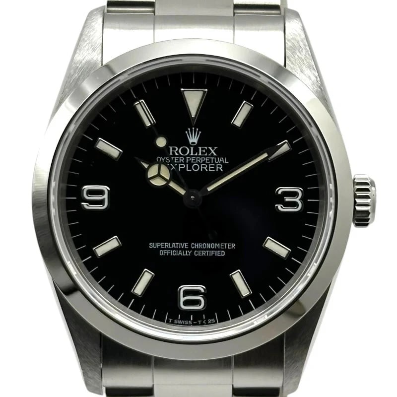 ROLEX EXPLORER BLACK WATCH: Rolex Explorer Black Watch Brand: ROLEX Type: Wrist watch Material: Stainless steel Color: Dial Color Black Size: [ Case size ] 36mm / Case shape: Round face / Case thickness: 11.4mm [ Arm