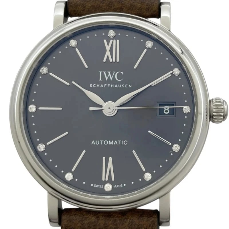 IWC PORTOFINO GREY WATCH: IWC Portofino Grey Watch Brand: IWC Type: Wrist watch Material: SS Color: Dial Color Gray Size: [ Case size ] 37mm / Case shape: Round face / Case thickness: 9.4mm Accessories: None