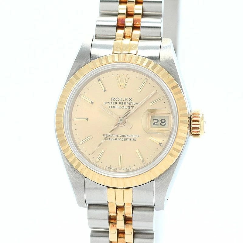 ROLEX OYSTER PERPETUAL DATEJUST WATCH: Rolex Oyster Perpetual Datejust Watch Brand: ROLEX Type: Wrist watch Material: Stainless Steel/18K Yellow Gold Color: Dial Color Champagne Gold Size: [ Case size ] 26mm [ Arm circumference