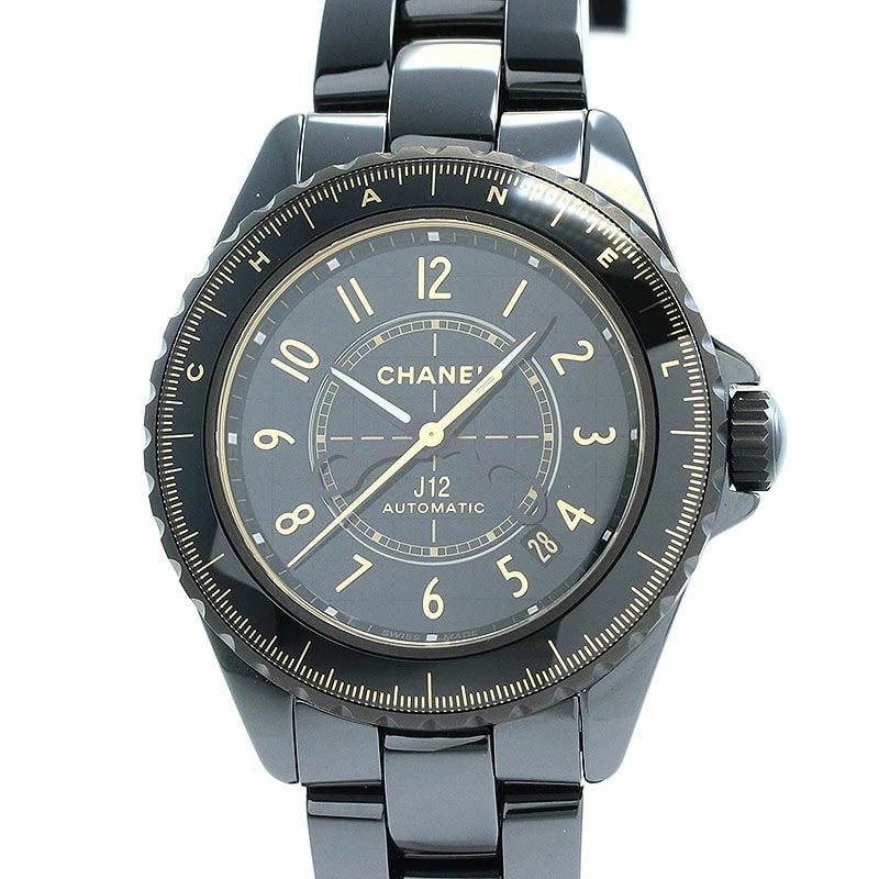 CHANEL J12 COUTURE WATCH: Chanel J12 Couture Watch Brand: CHANEL Type: Wrist watch Material: Case Material Ceramic/Stainless Steel Band Material Ceramic Color: Dial Color Black Size: [ Case size ] 38mm [ Arm