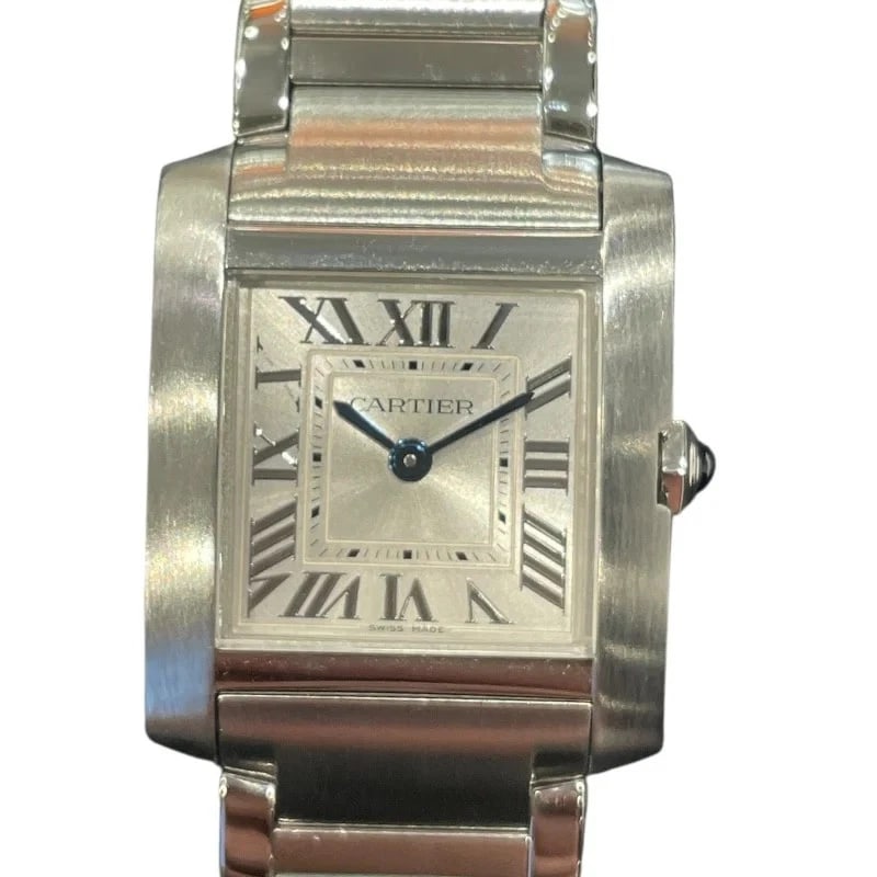 CARTIER TANK FRANÇAISE SILVER WATCH: Cartier Tank Française Silver Watch Brand: CARTIER Type: Wrist watch Material: SS Color: Dial Color Silver Size: [ Case size ] 21mm / Case shape: Square face [ Arm circumference size ] 15cm 