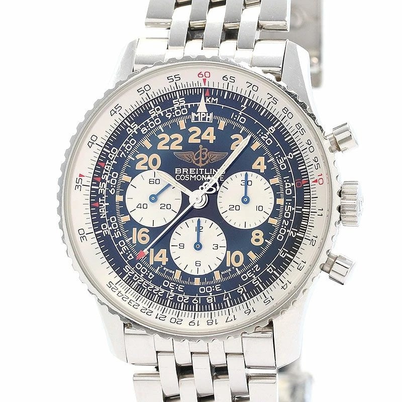 BREITLING NAVITIMER COSMONAUTE WATCH: Breitling Navitimer Cosmonaute Watch Brand: BREITLING Type: Wrist watch Material: Stainless Steel Color: Dial Color Black/Silver Size: [ Case size ] 41mm [ Arm circumference size ] 18cm Accessori