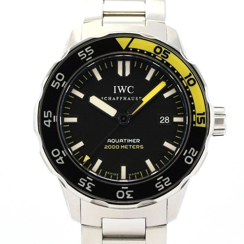 IWC AQUATIMER WATCH: IWC Aquatimer Watch Brand: IWC Type: Wrist watch Material: Case Material Stainless Steel Band Material SS Color: Dial Color Black Size: [ Case size ] 44mm [ Arm circumference size ] 19cm Accessor