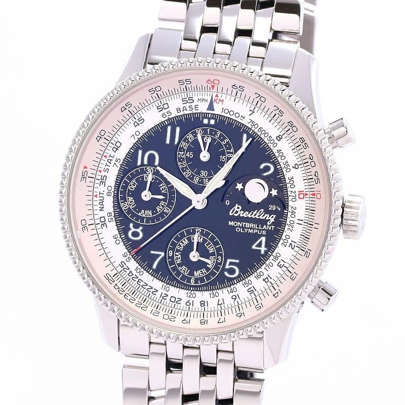 BREITLING MONTBRILLANT OLYMPUS WATCH: Breitling Montbrillant Olympus Watch Brand: BREITLING Type: Wrist watch Material: Stainless Steel Color: Dial Color Black/Silver Size: [ Case size ] 42mm [ Arm circumference size ] 21cm 