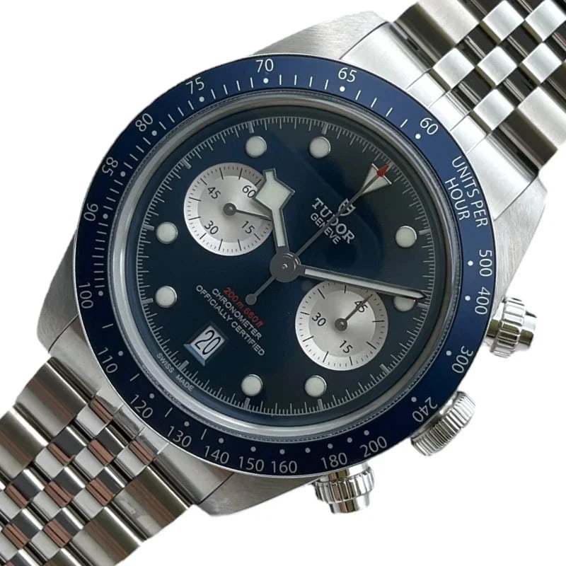 TUDOR BLACK CHRONO TUDOR BOUTIQUE BLUE WATCH: Tudor Black Chrono Tudor Boutique Blue Watch Brand: TUDOR Type: Wrist watch Material: Stainless steel Color: Dial Color Blue Size: [ Case size ] 41mm / Case shape: Round face [ Arm