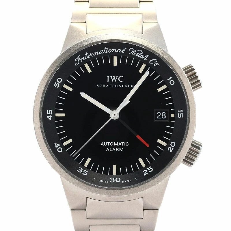 IWC GST ALARM WATCH: IWC GST Alarm Watch Brand: IWC Type: Wrist watch Material: Titanium Color: Dial Color Black Size: [ Case size ] 39mm [ Arm circumference size ] 18.5cm Accessories: None Accessories Notice: