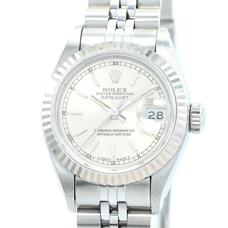 ROLEX OYSTER PERPETUAL DATEJUST WATCH: Rolex Oyster Perpetual Datejust Watch Brand: ROLEX Type: Wrist watch Material: Case Material Stainless Steel/18K White Gold Band Material SS Color: Dial Color Silver Size: [ Case size ] 26mm [