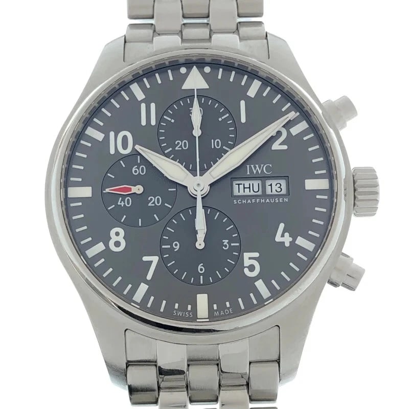 IWC PILOT'S WATCH CHRONOGRAPH SPITFIRE WATCH: IWC Pilot's Watch Chronograph Spitfire Watch Brand: IWC Type: Wrist watch Material: Stainless steel Color: Dial Color Gray Size: [ Case size ] / Case shape: Round face [ Arm circumference size