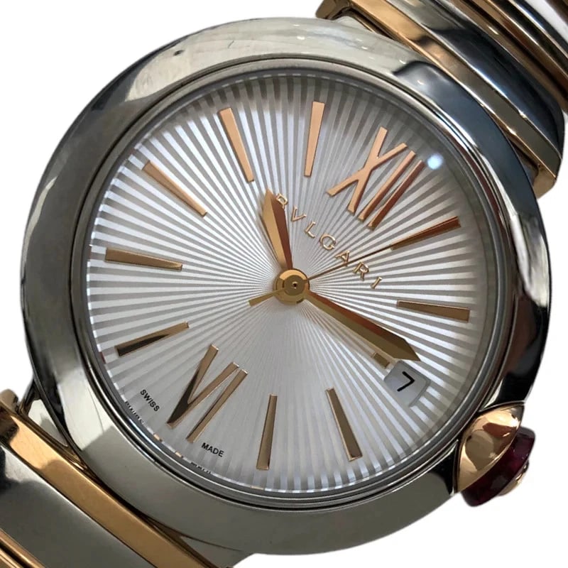 BVLGARI LUCEA K18PG WATCH: Bvlgari Lucea K18PG Watch Brand: BVLGARI Type: Wrist watch Material: K18 pink gold stainless steel Color: Dial Color Silver Size: [ Case size ] 36mm / Case shape: Round face / Case width: 36mm